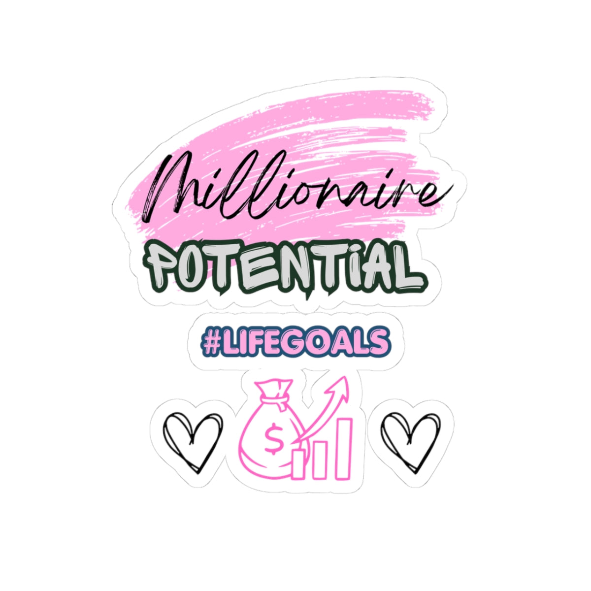 Millionaire Potential Kiss-Cut Sticker – #LifeGoals Motivational Money Decal