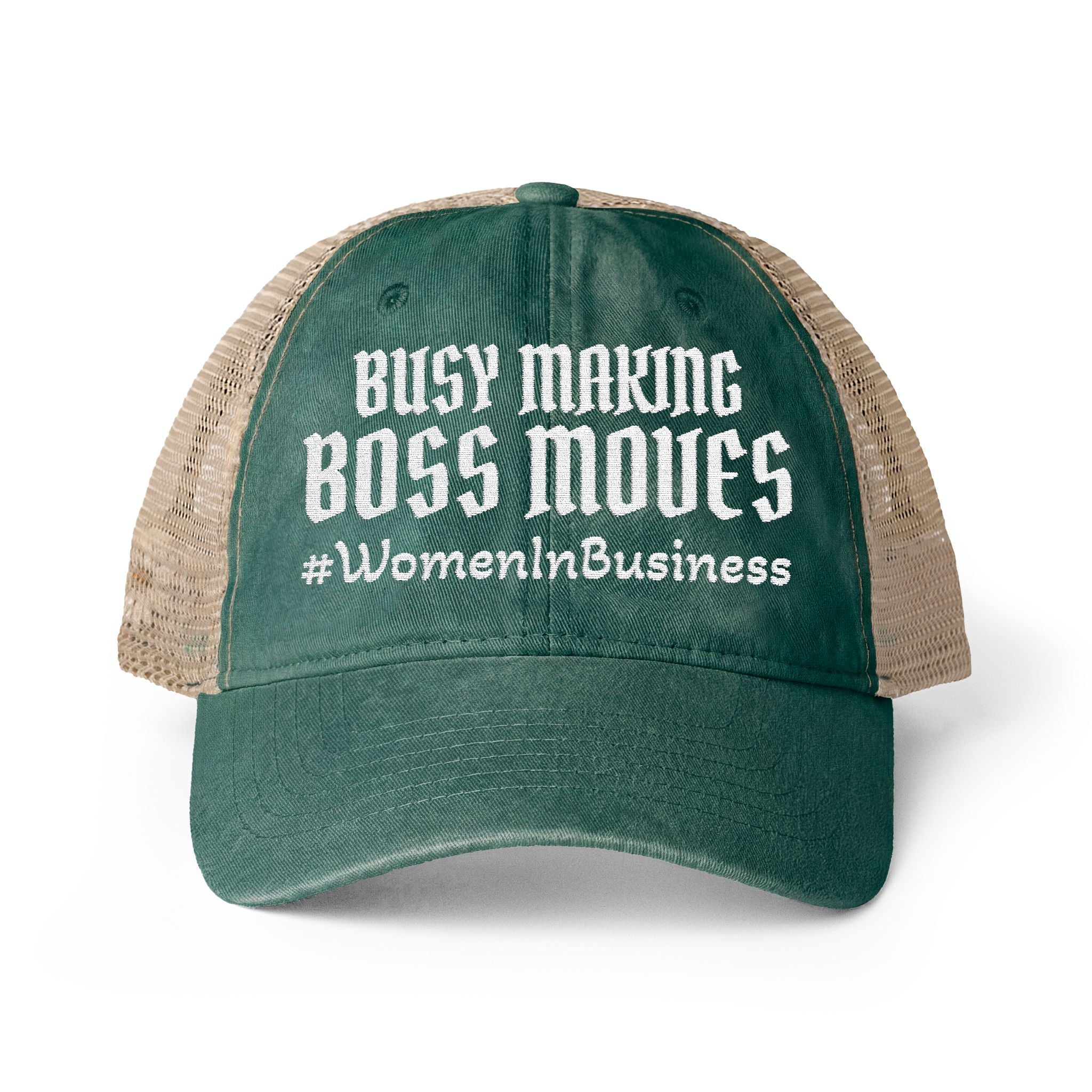 "WIB- BOSS MOVES" Women's Washed Mesh-Back Cap