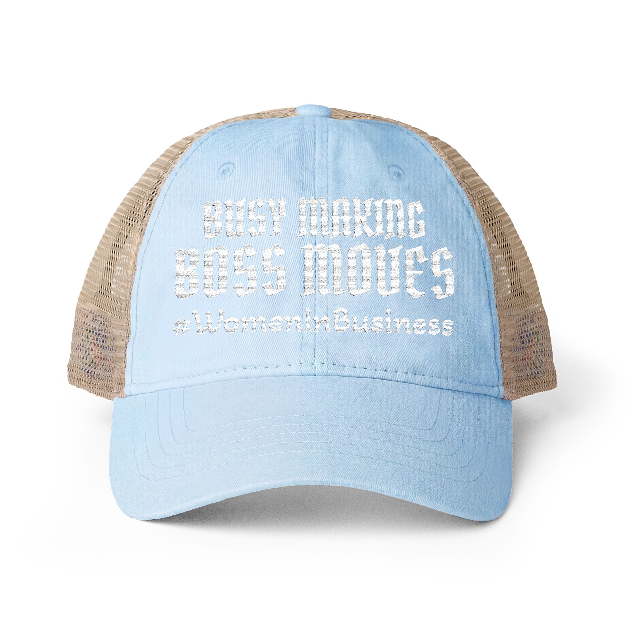 "WIB- BOSS MOVES" Women's Washed Mesh-Back Cap