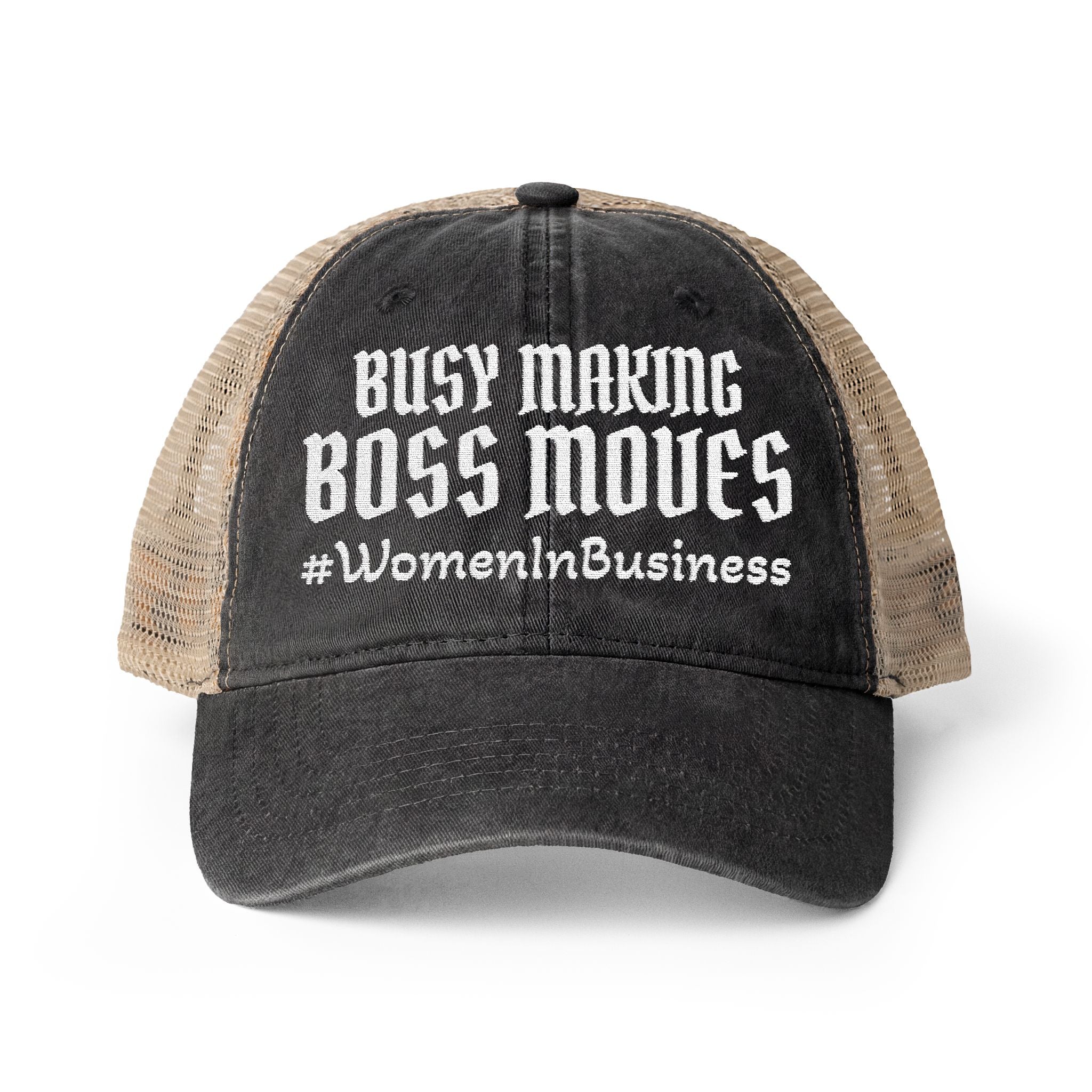 "WIB- BOSS MOVES" Women's Washed Mesh-Back Cap
