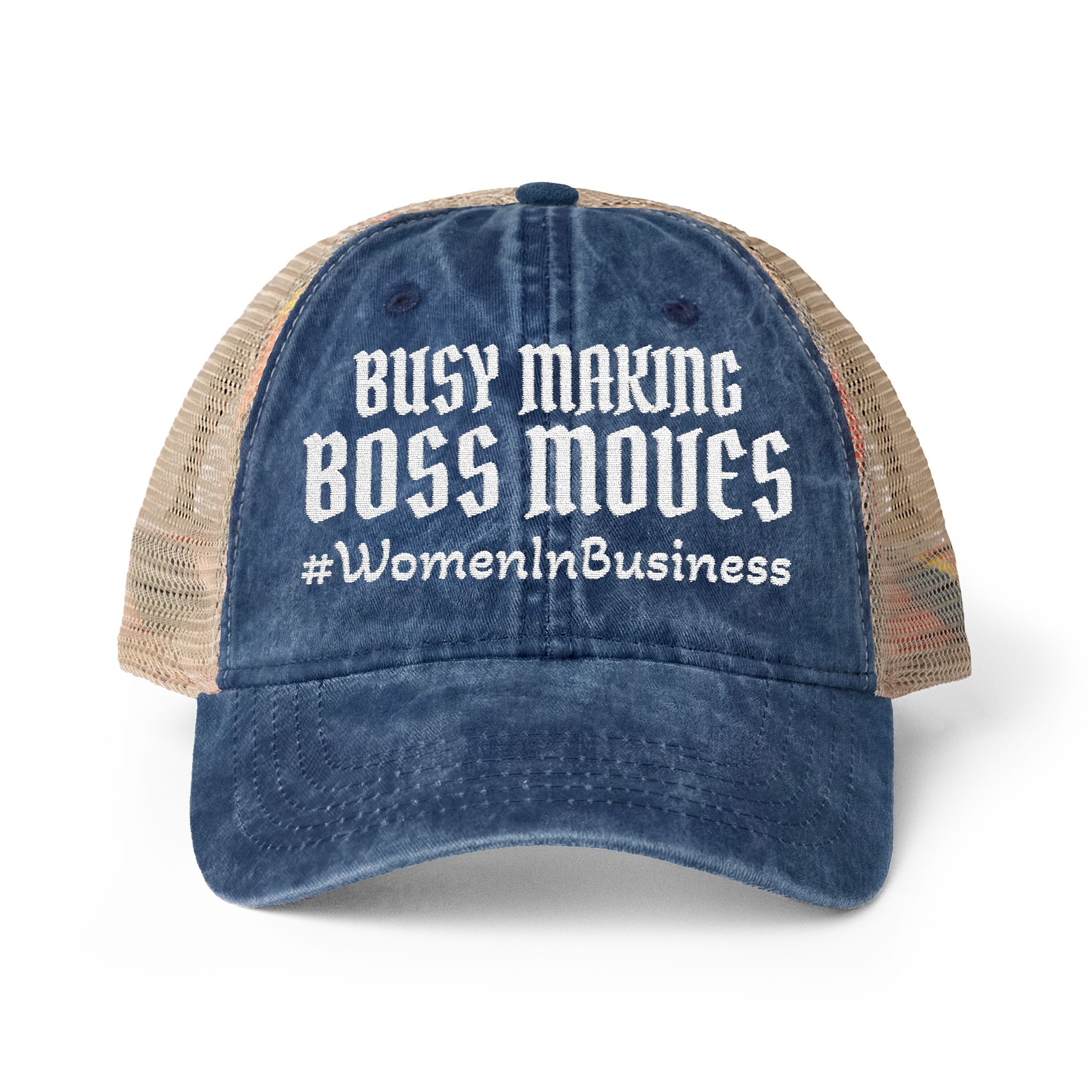 "WIB- BOSS MOVES" Women's Washed Mesh-Back Cap
