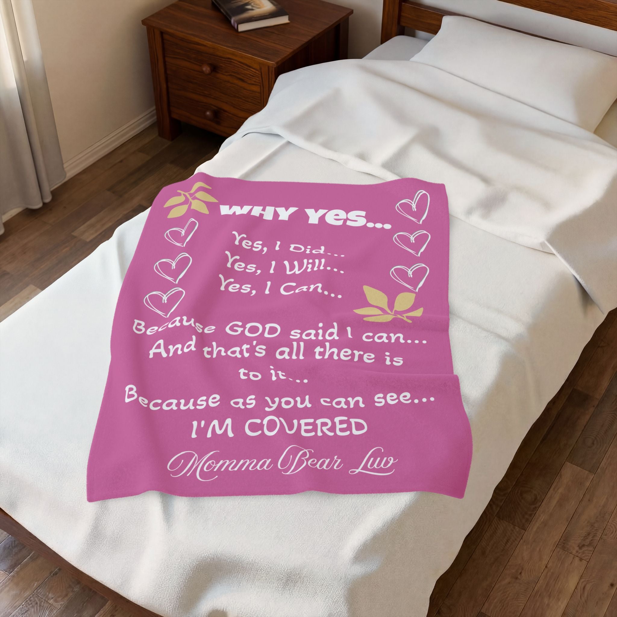 Velveteen Plush "Yes I Can" Blanket