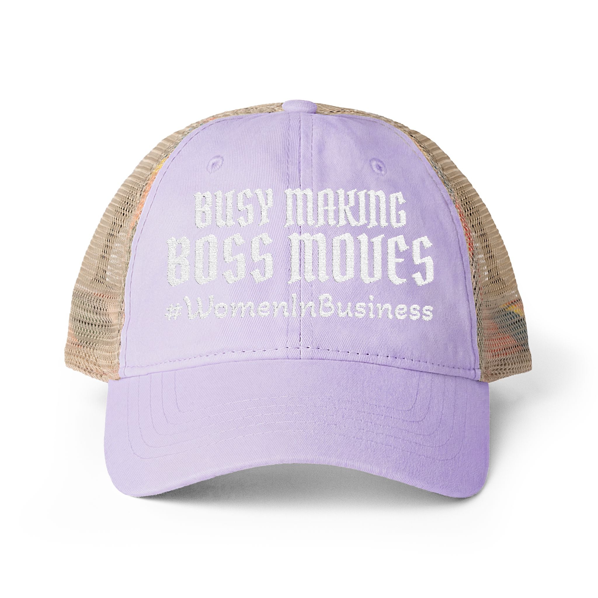 "WIB- BOSS MOVES" Women's Washed Mesh-Back Cap