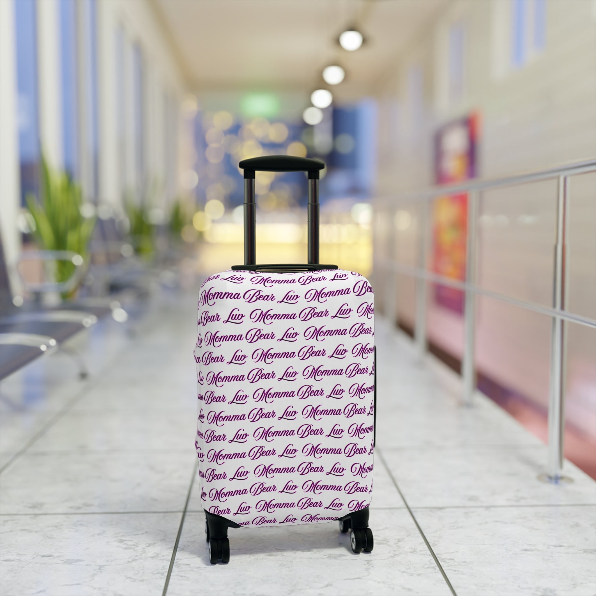 Momma Bear Luv Luggage Cover — Pink