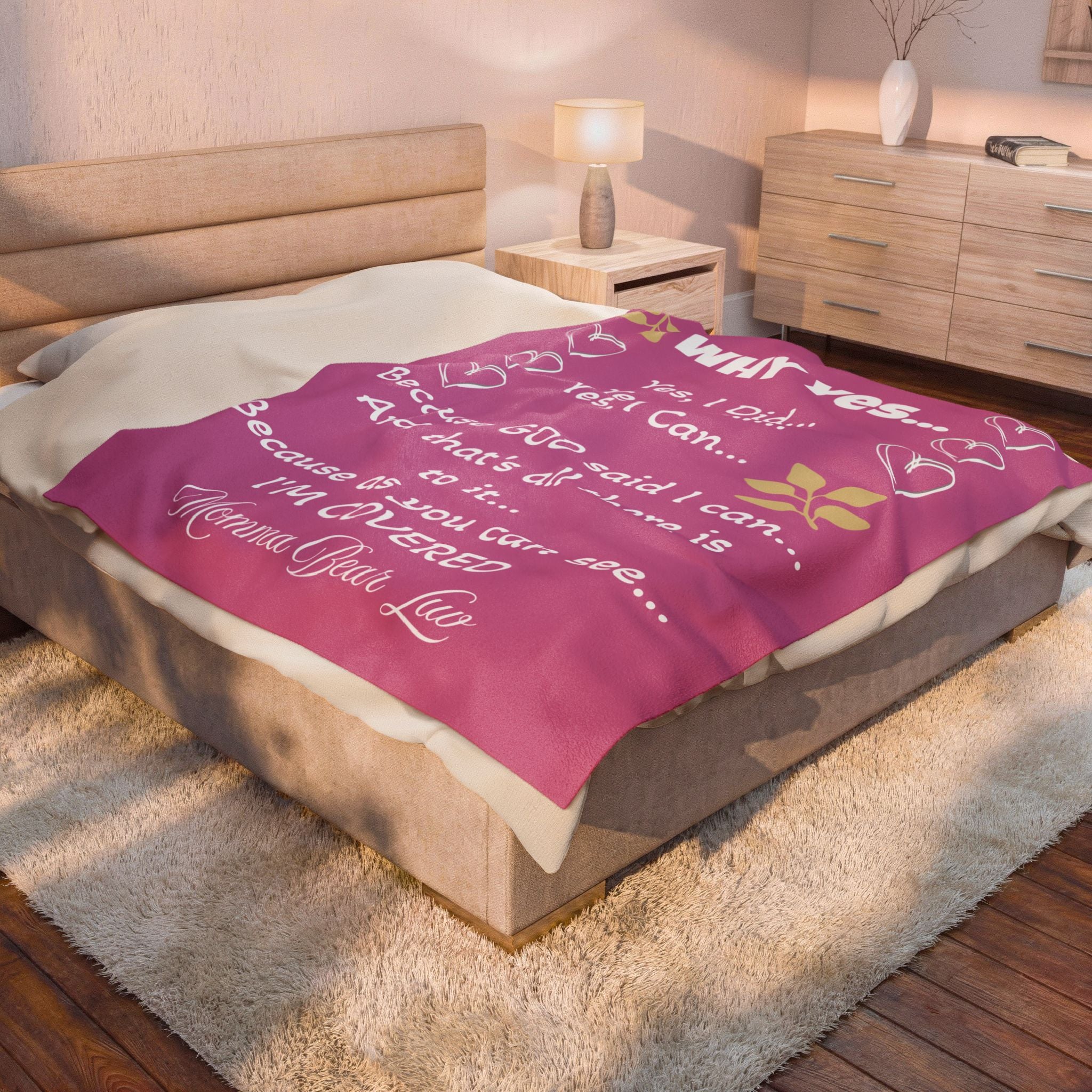 Velveteen Plush "Yes I Can" Blanket