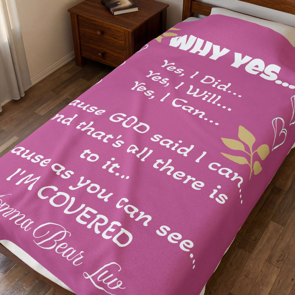 Velveteen Plush "Yes I Can" Blanket