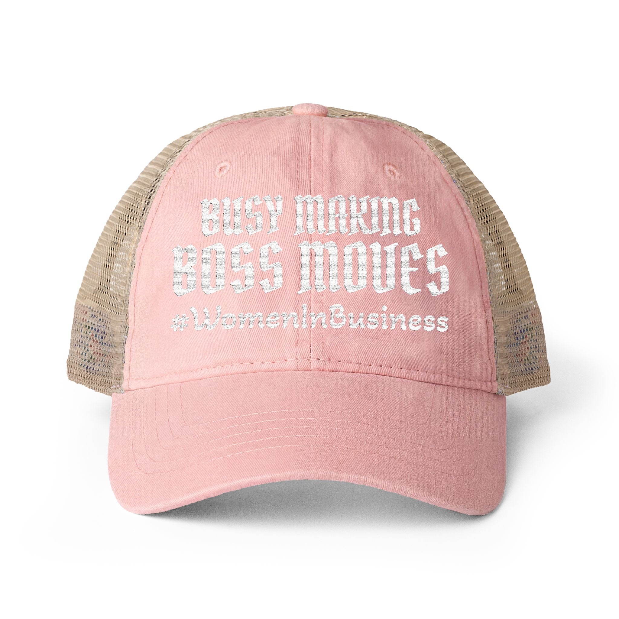 "WIB- BOSS MOVES" Women's Washed Mesh-Back Cap