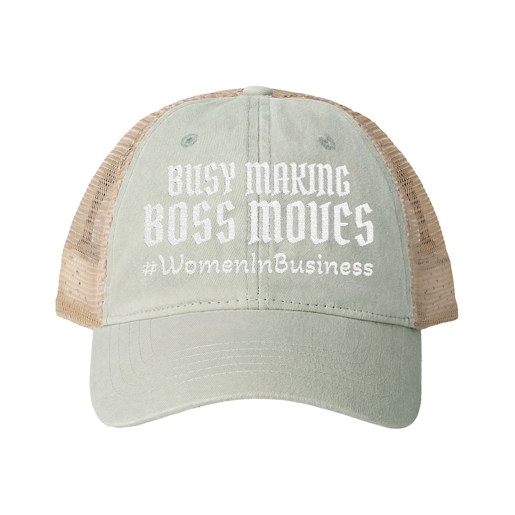 "WIB- BOSS MOVES" Women's Washed Mesh-Back Cap