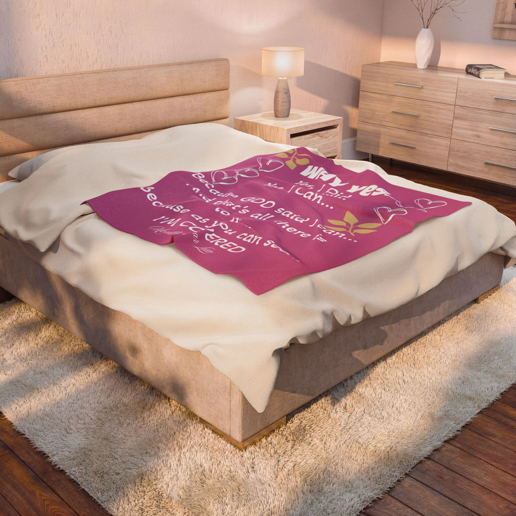 Velveteen Plush "Yes I Can" Blanket