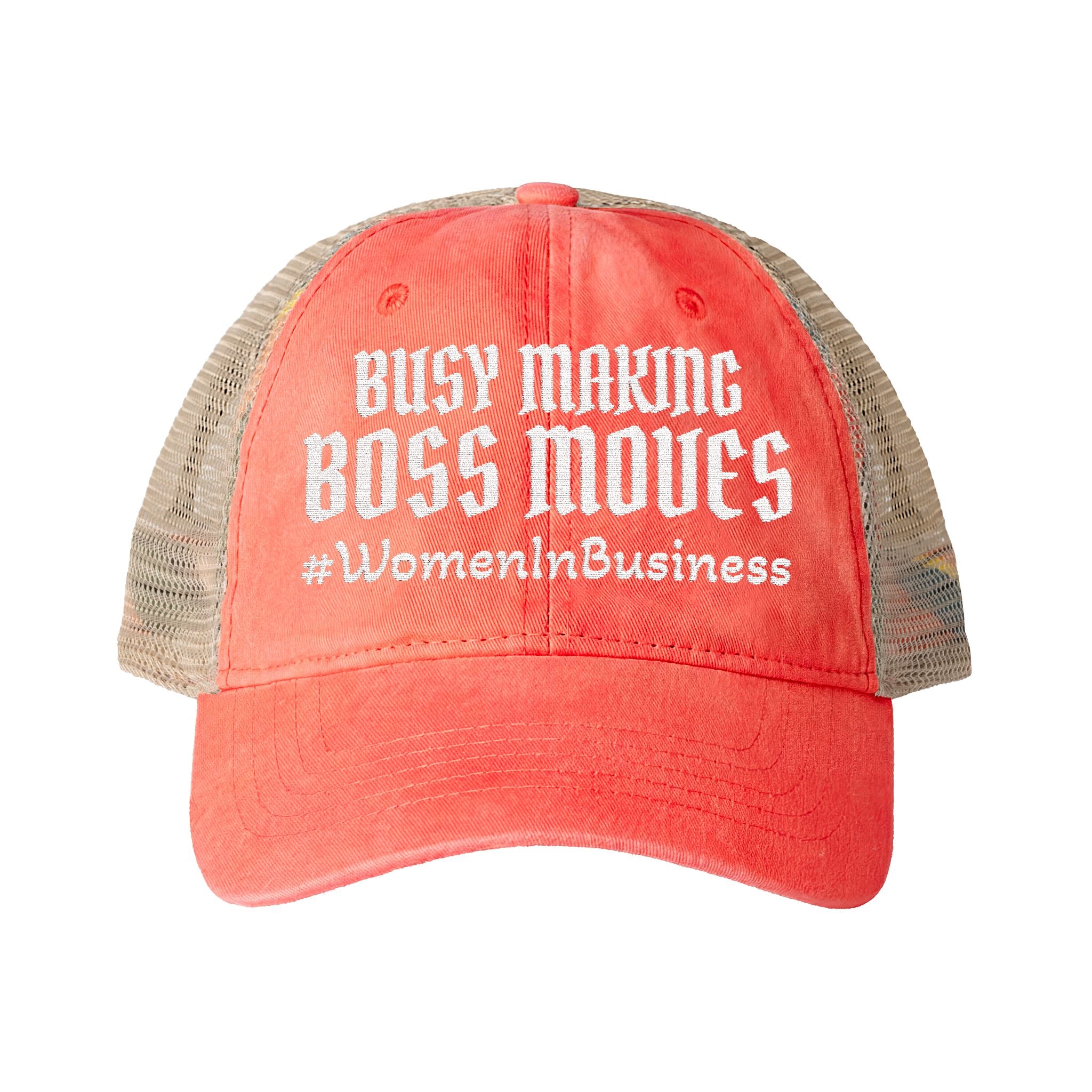 "WIB- BOSS MOVES" Women's Washed Mesh-Back Cap