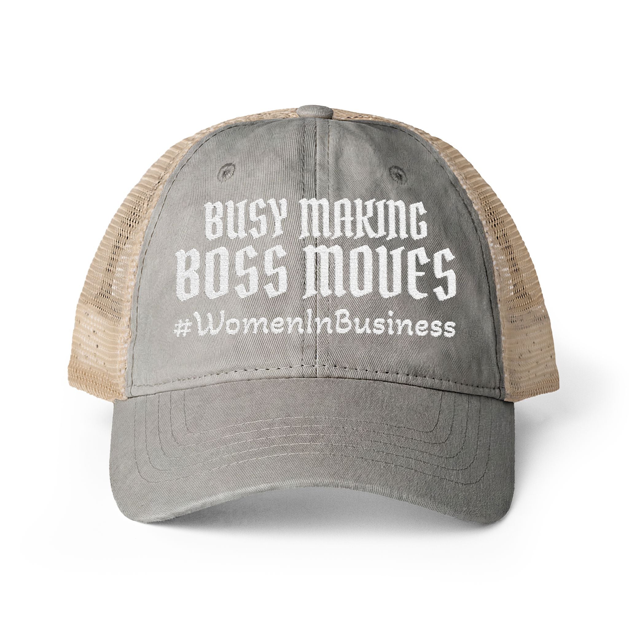 "WIB- BOSS MOVES" Women's Washed Mesh-Back Cap