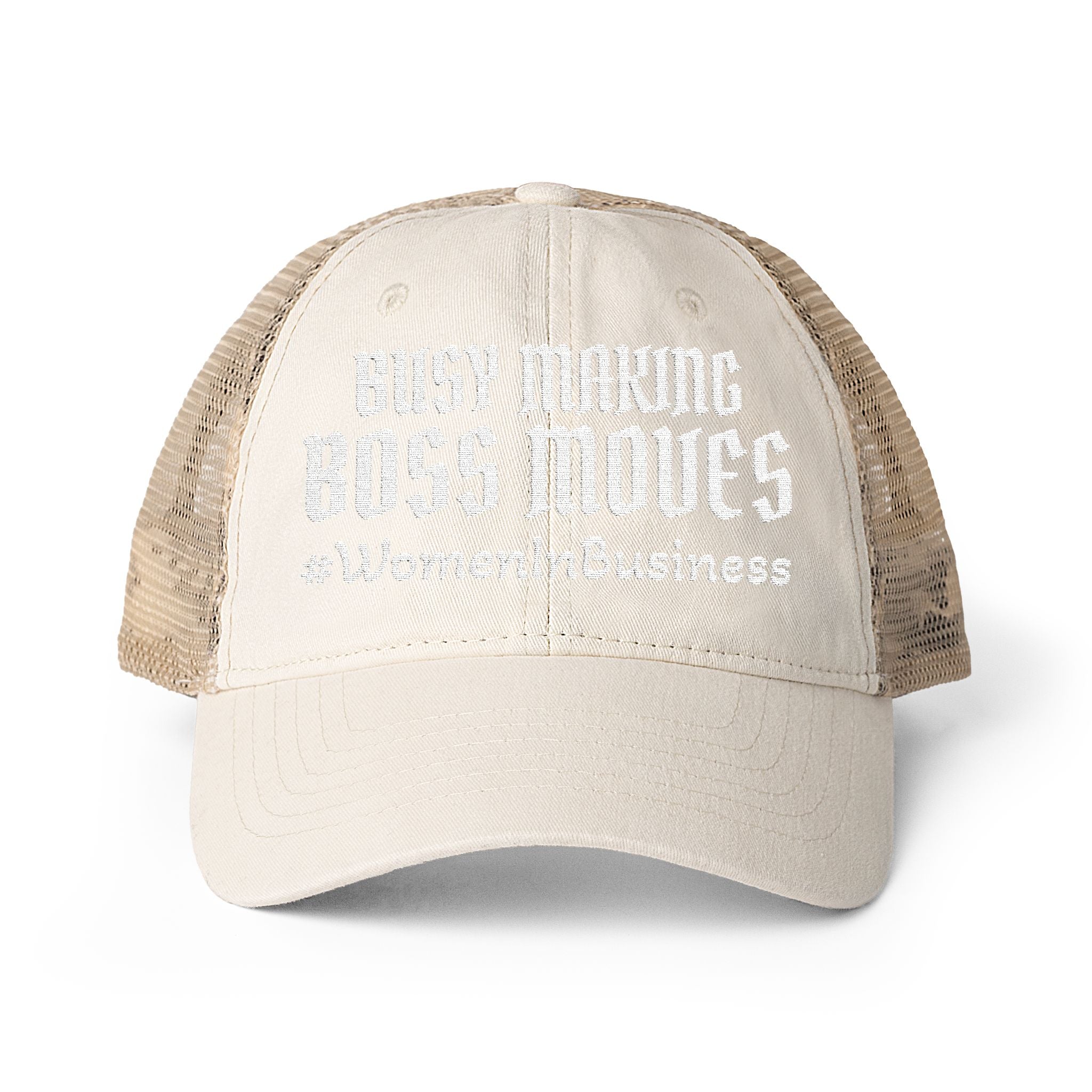 "WIB- BOSS MOVES" Women's Washed Mesh-Back Cap