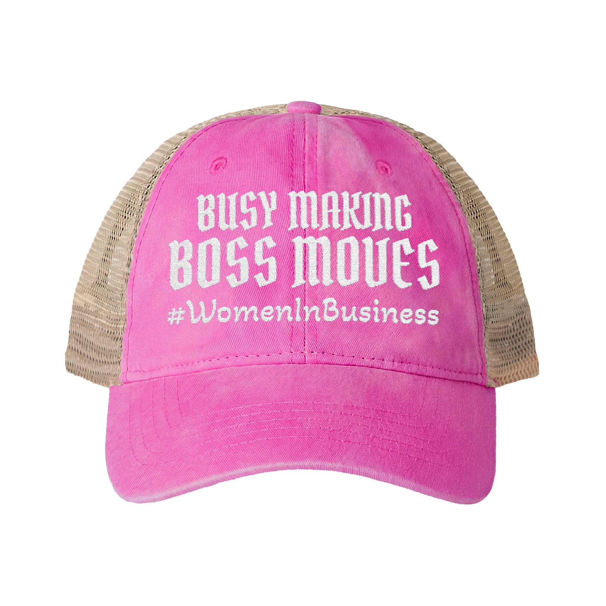 "WIB- BOSS MOVES" Women's Washed Mesh-Back Cap