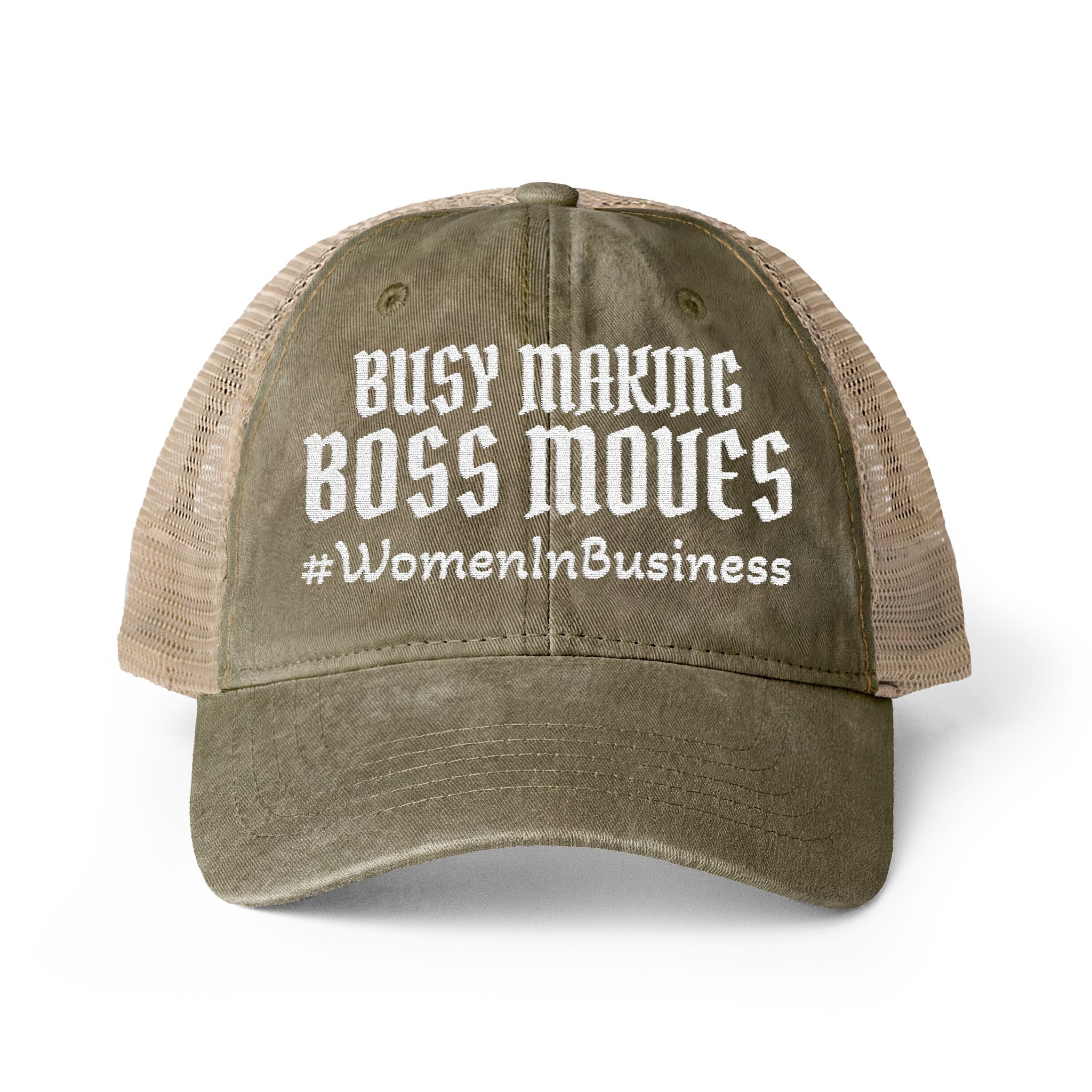 "WIB- BOSS MOVES" Women's Washed Mesh-Back Cap