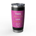 Kwik Trip Lover Tumbler — "This Momma Bear Luvs Kwik Trip" 20oz Insulated Travel Cup - Black/Pink