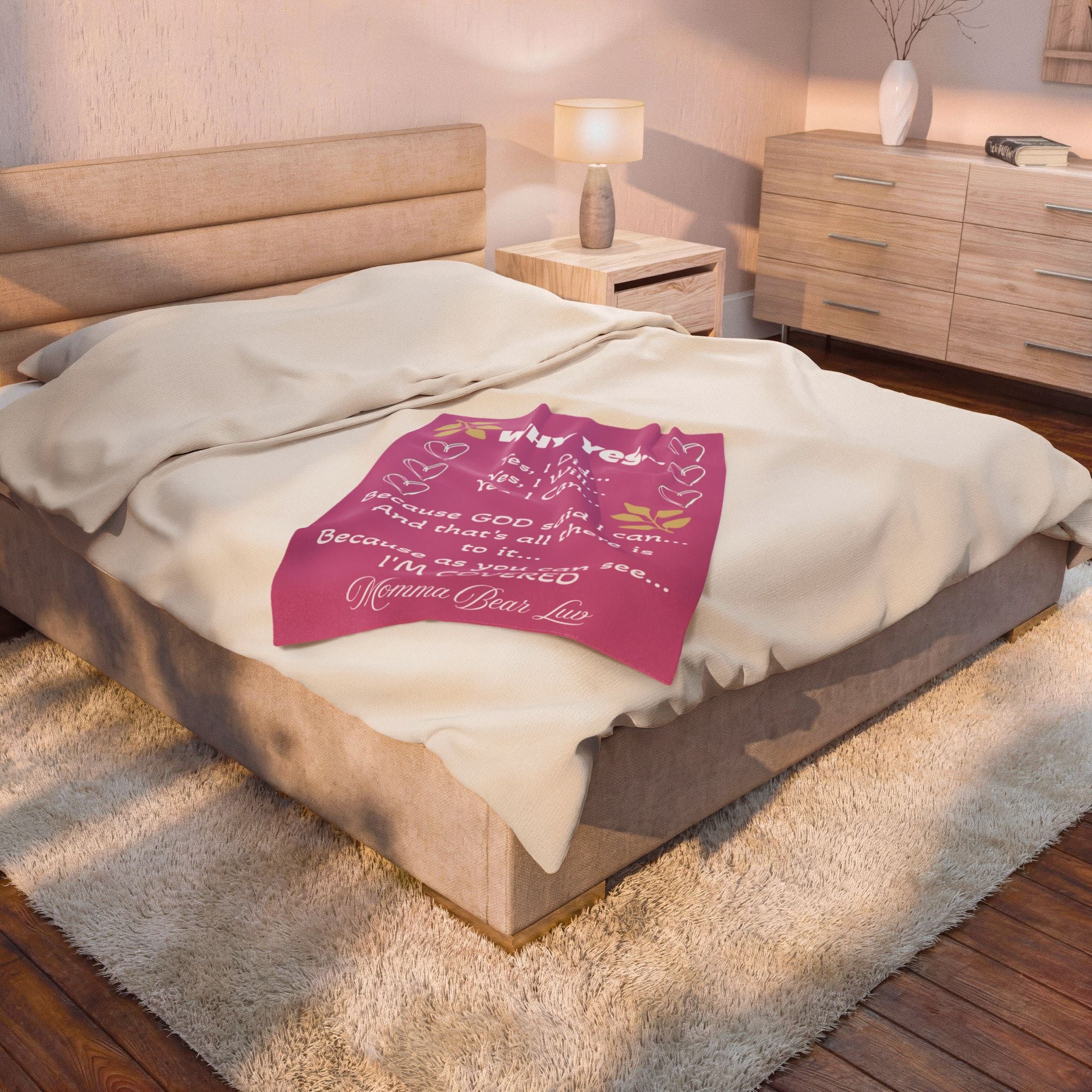 Velveteen Plush "Yes I Can" Blanket
