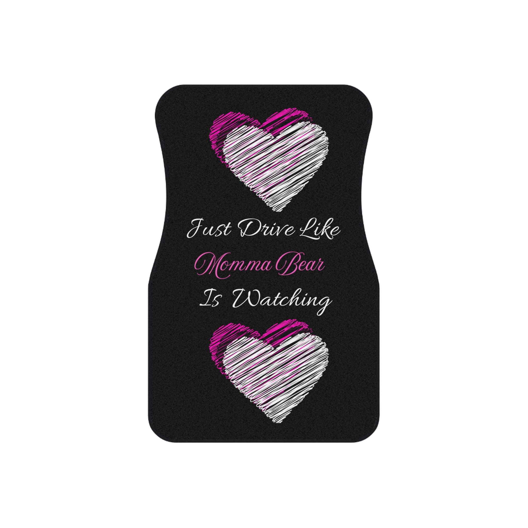 "Just Relax" Momma Bear Car Mats - 4 Piece Set with Heart Design