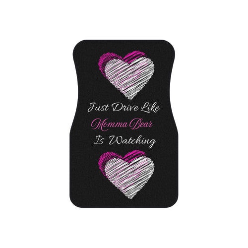 "Just Relax" Momma Bear Car Mats - 4 Piece Set with Heart Design