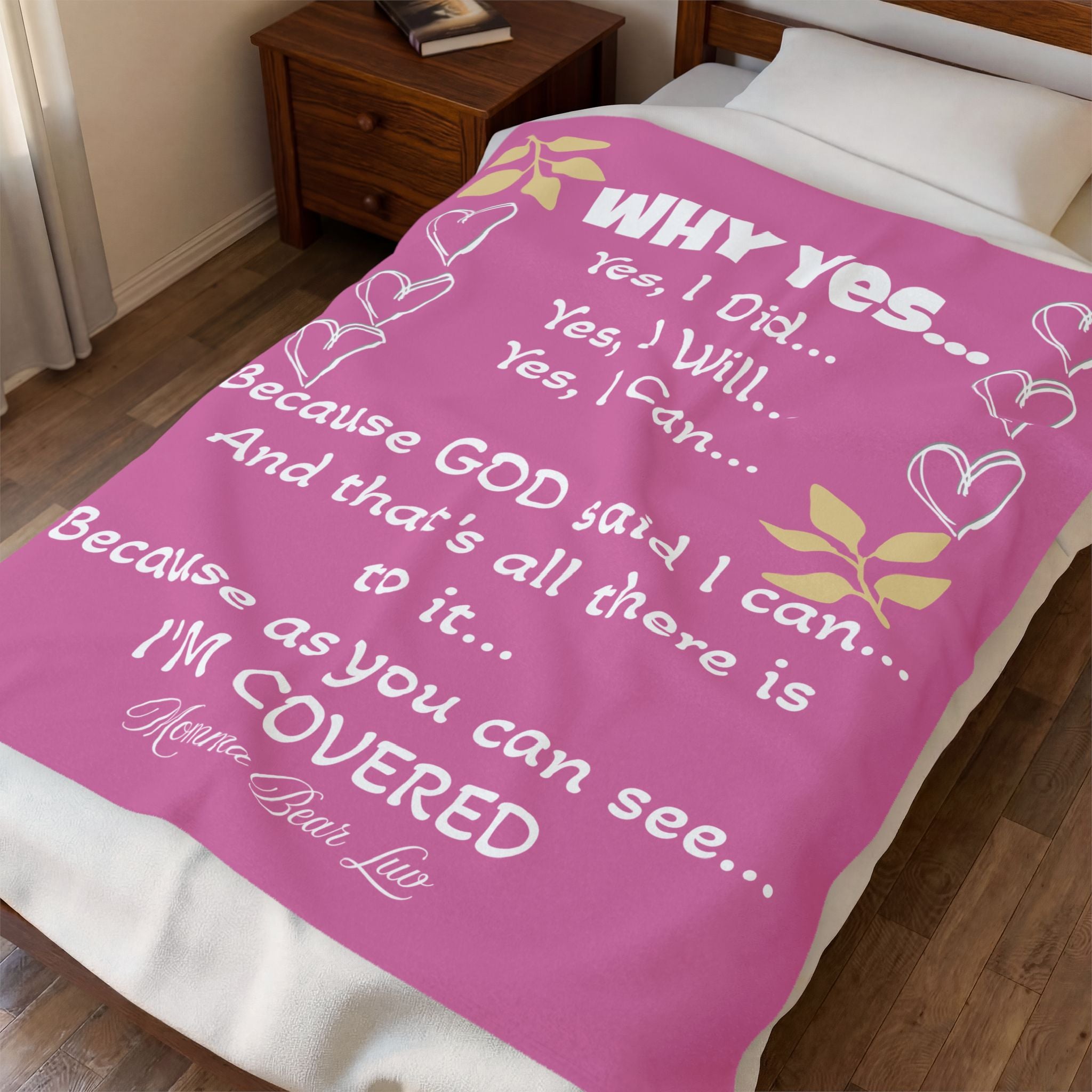 Velveteen Plush "Yes I Can" Blanket