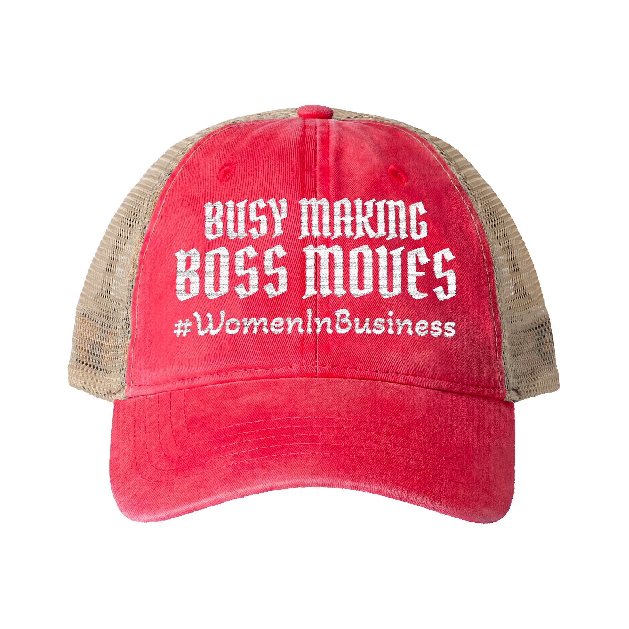 "WIB- BOSS MOVES" Women's Washed Mesh-Back Cap