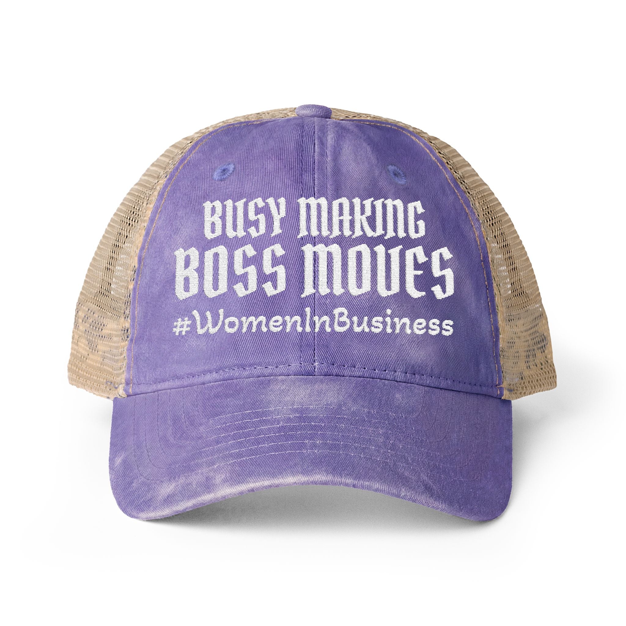 "WIB- BOSS MOVES" Women's Washed Mesh-Back Cap