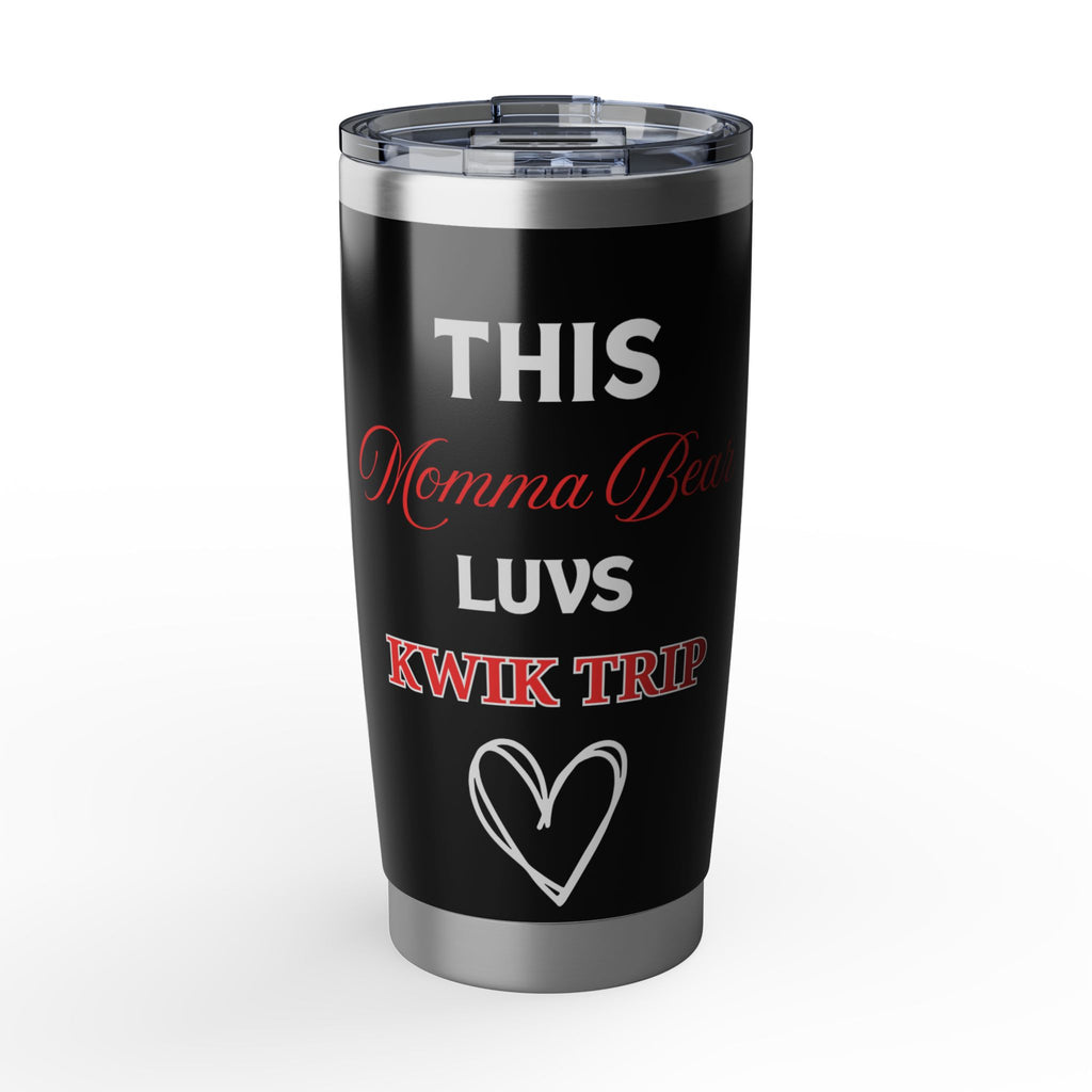 Kwik Trip Lover Tumbler — "This Momma Bear Luvs Kwik Trip" 20oz Insulated Travel Cup - Black