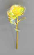 Decorative yellow flower with a gold stem. Plastic.