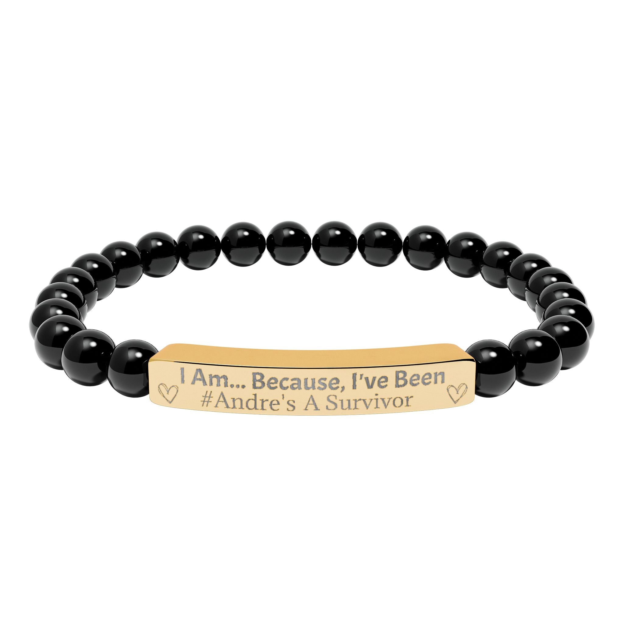 "I Am, Because..." Personalized Survivor Stretch Bar Bracelet