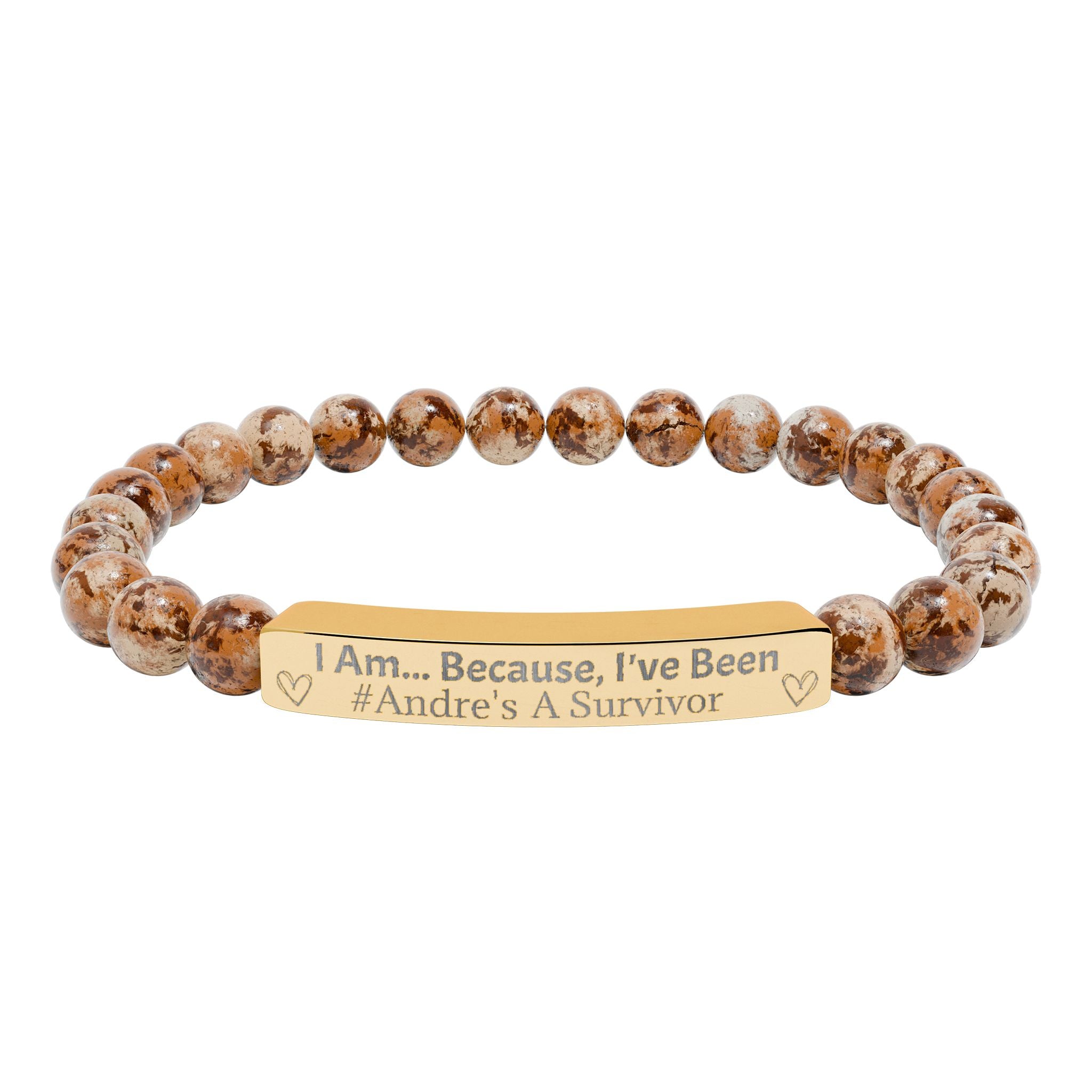 "I Am, Because..." Personalized Survivor Stretch Bar Bracelet