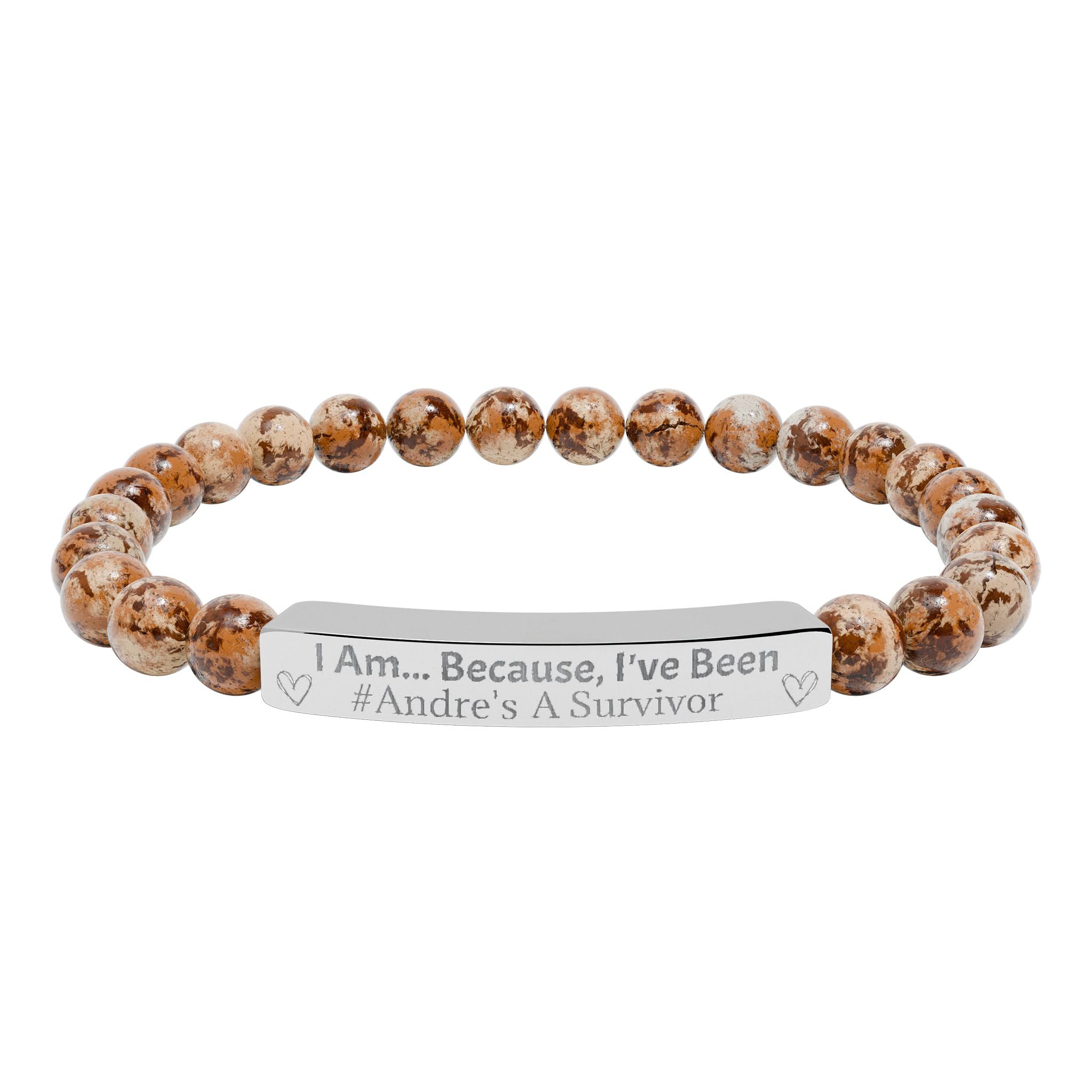 "I Am, Because..." Personalized Survivor Stretch Bar Bracelet