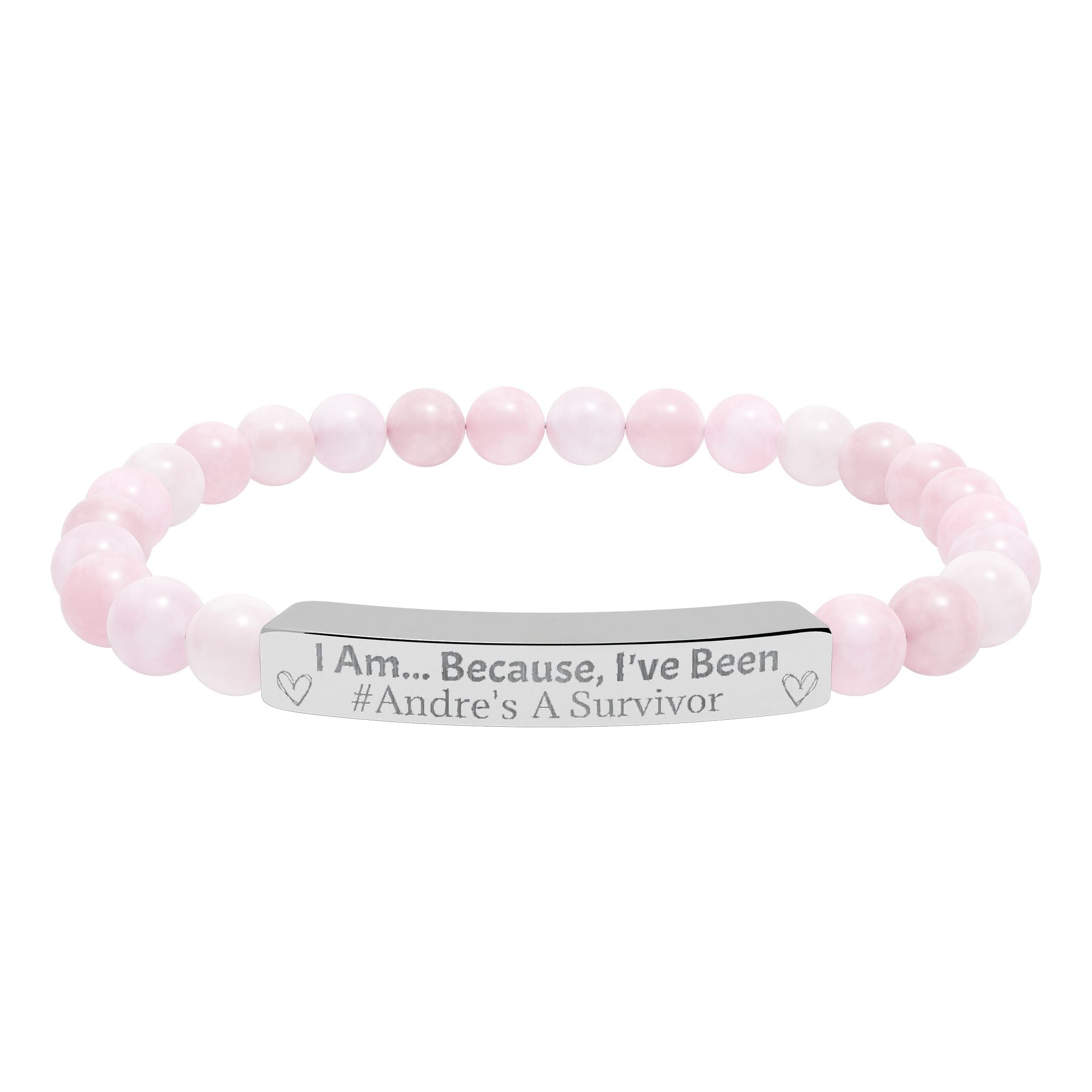 "I Am, Because..." Personalized Survivor Stretch Bar Bracelet
