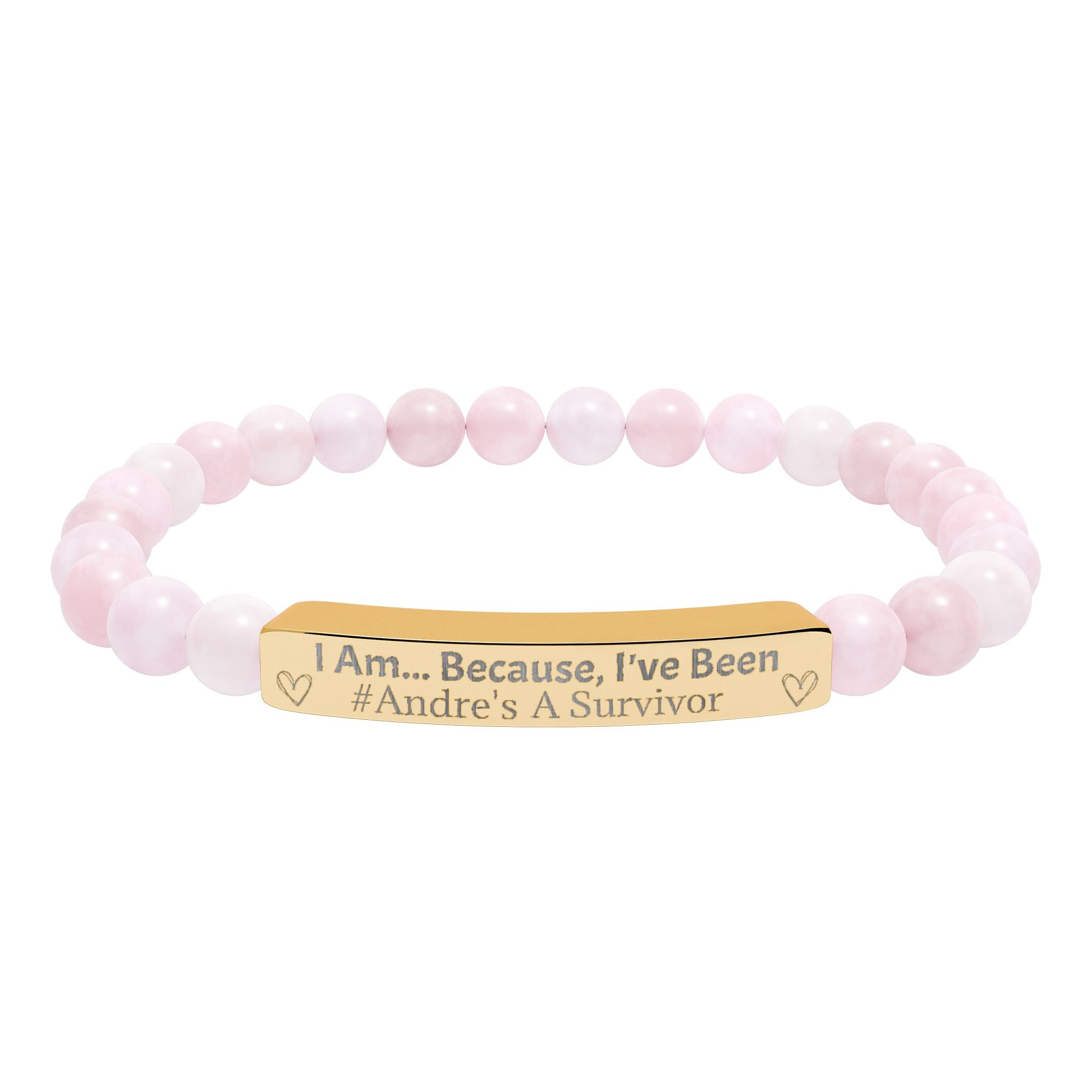 "I Am, Because..." Personalized Survivor Stretch Bar Bracelet