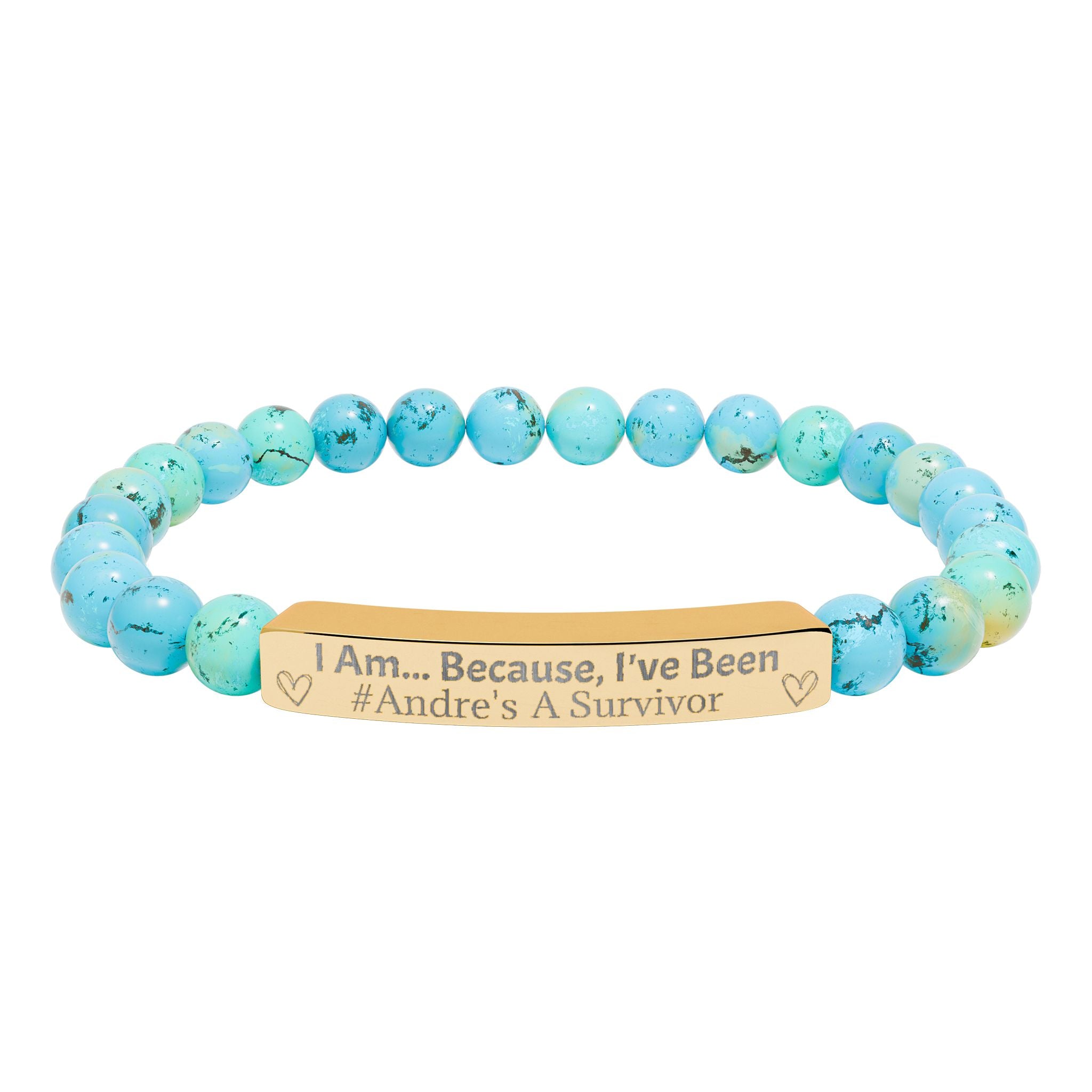 "I Am, Because..." Personalized Survivor Stretch Bar Bracelet