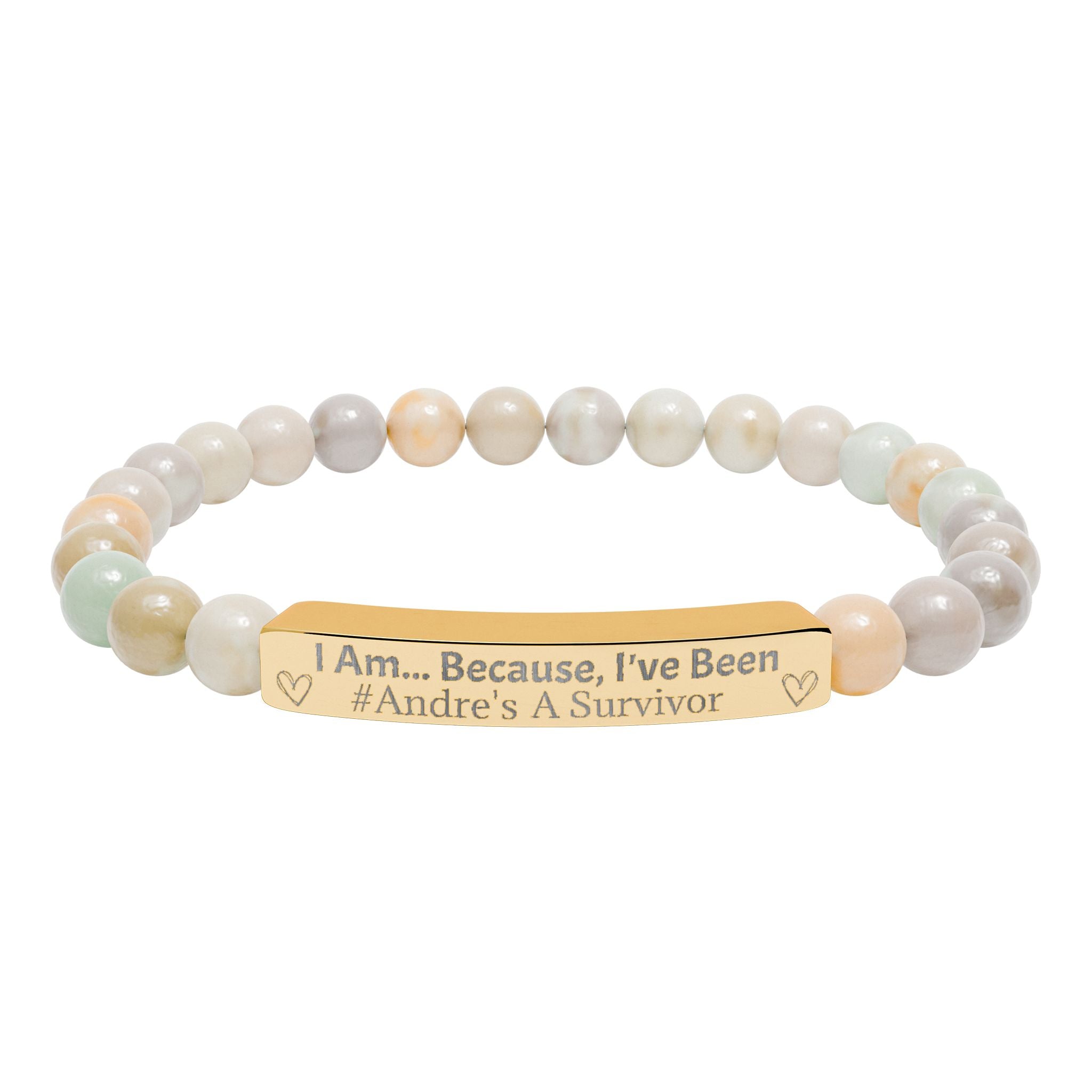 "I Am, Because..." Personalized Survivor Stretch Bar Bracelet