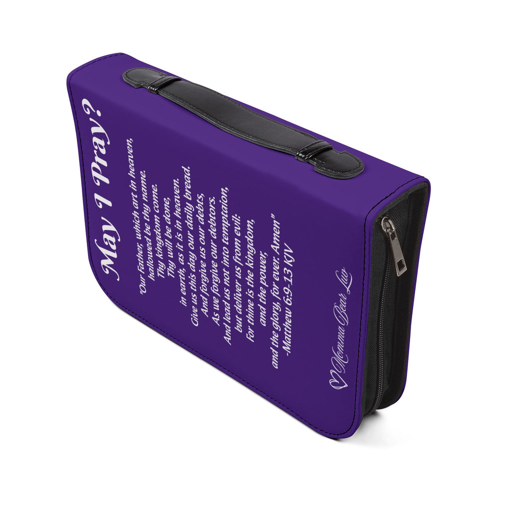 The Lord's Prayer printed on a Bible brightly colored book cover to fit standard and larger Bibles. 