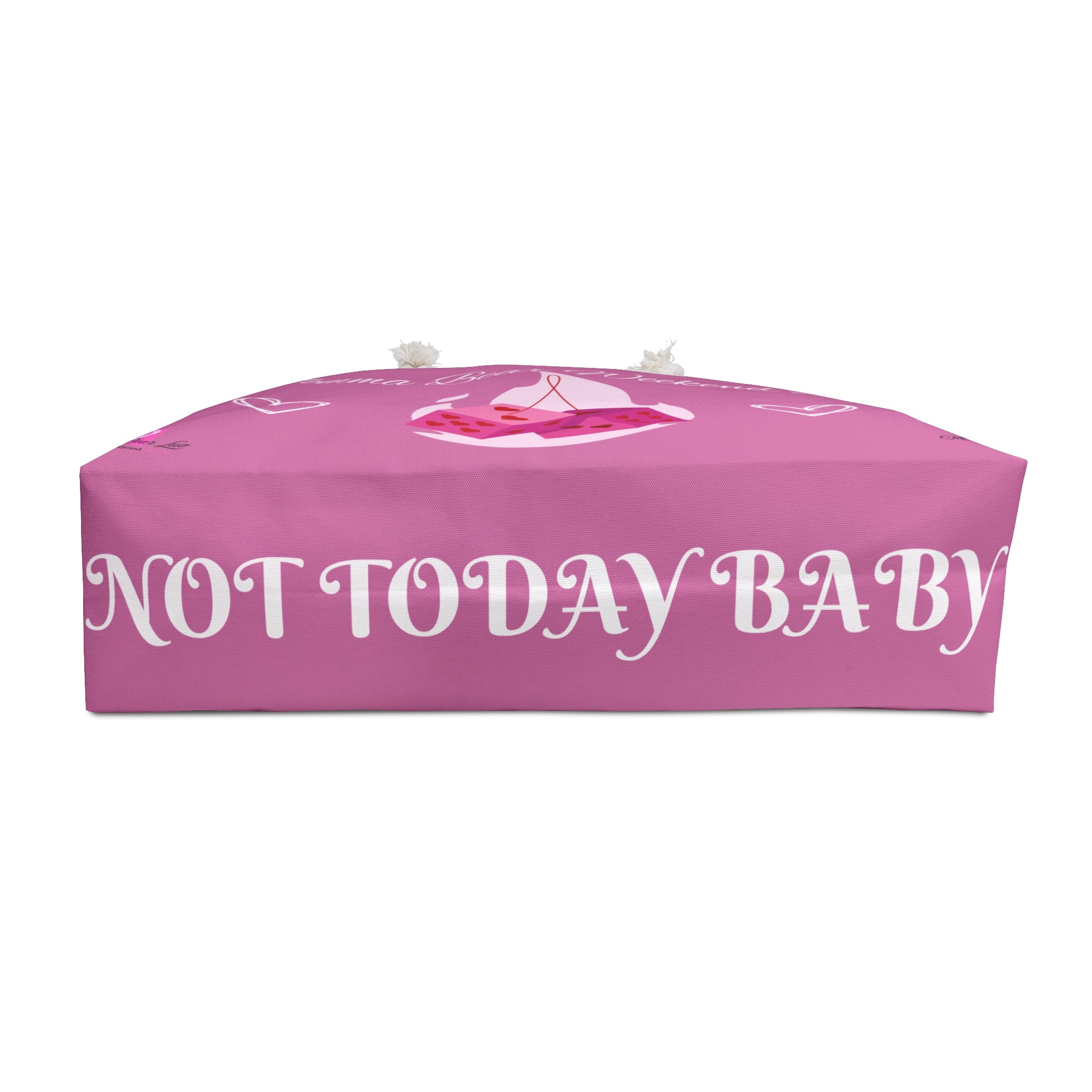Pink coffin with 'Not Today Baby' text and a small graphic on a white background