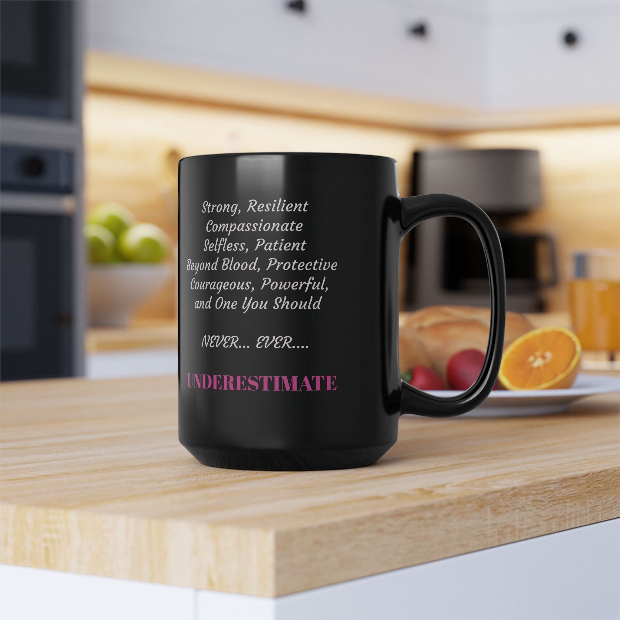 New black mug that displays what that "Momma Bear Luv" is like.  Mug comes in 11pz and 15oz sizes. 