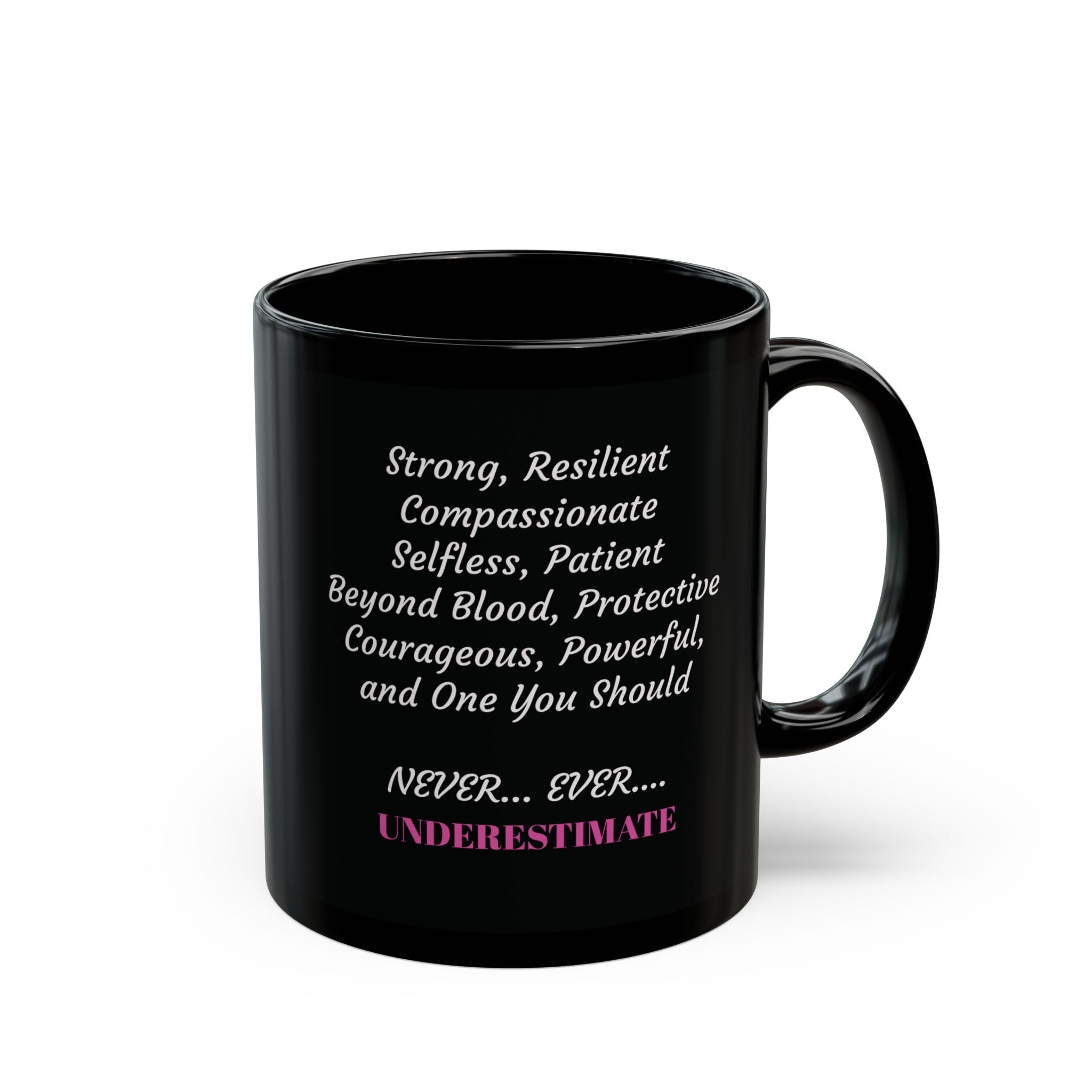 New black mug that displays what that "Momma Bear Luv" is like.  Mug comes in 11pz and 15oz sizes. 