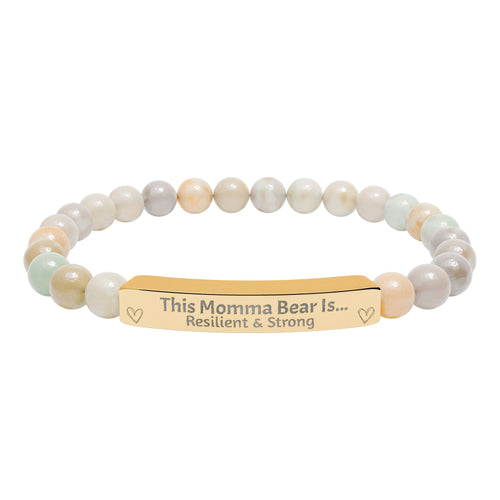 "This Momma Bear Is..." Personalized Stretch Bar Bracelets