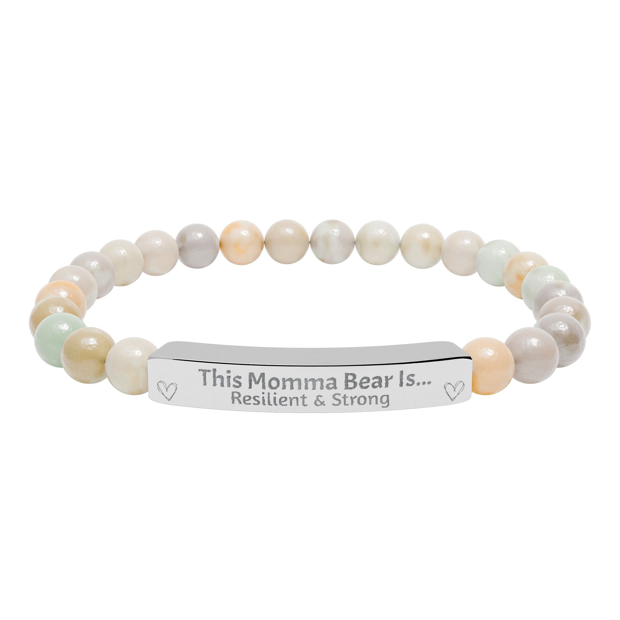 "This Momma Bear Is..." Personalized Stretch Bar Bracelets