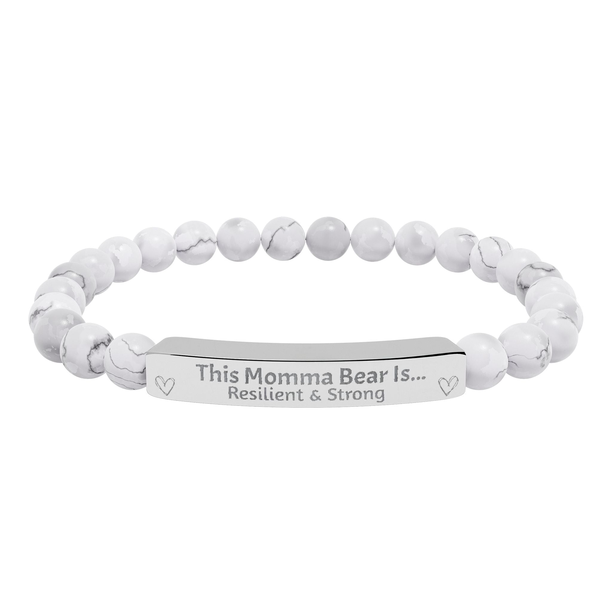 "This Momma Bear Is..." Personalized Stretch Bar Bracelets