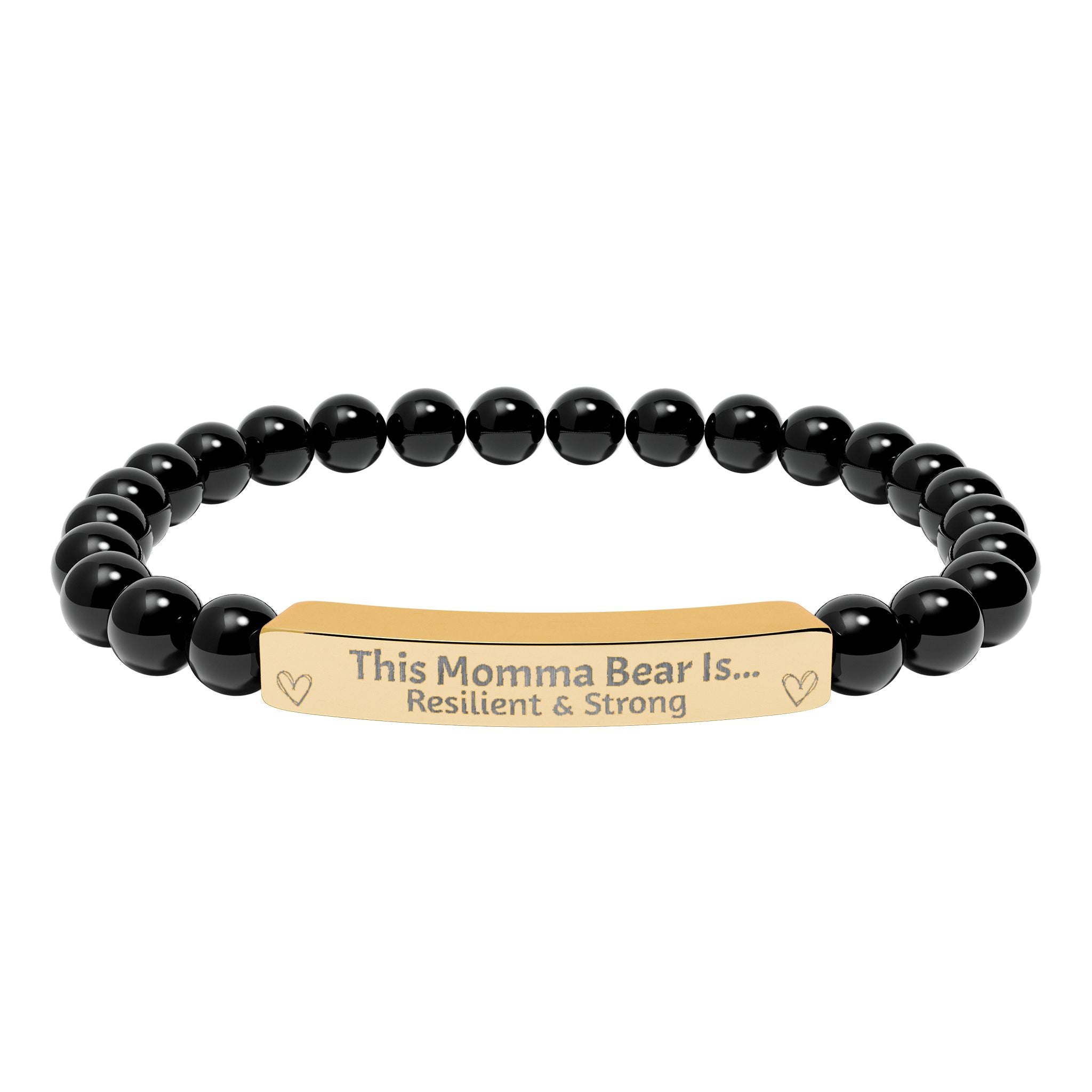 "This Momma Bear Is..." Personalized Stretch Bar Bracelets