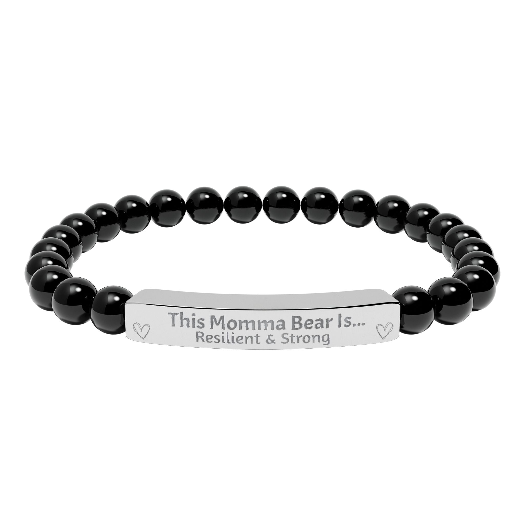 "This Momma Bear Is..." Personalized Stretch Bar Bracelets