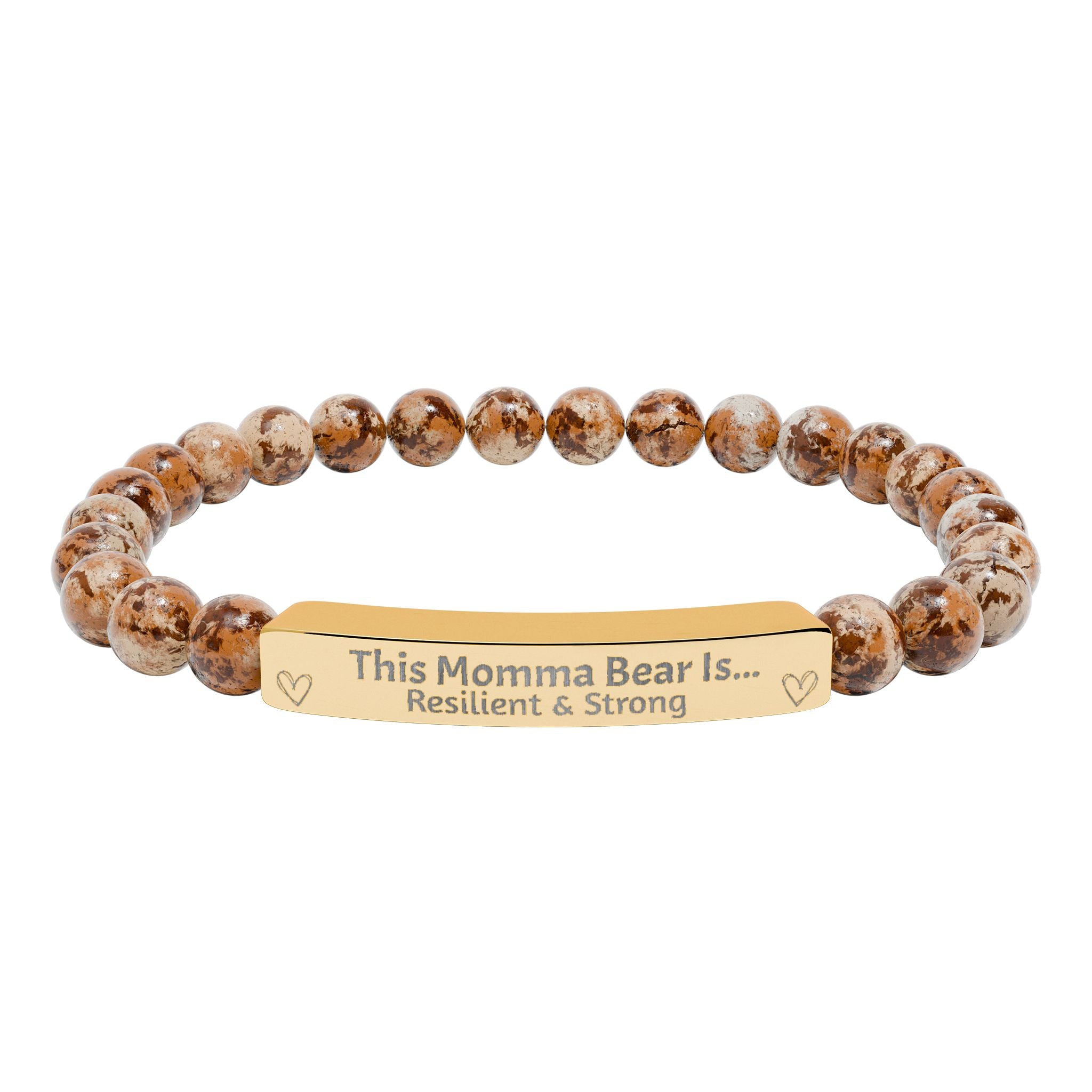 "This Momma Bear Is..." Personalized Stretch Bar Bracelets