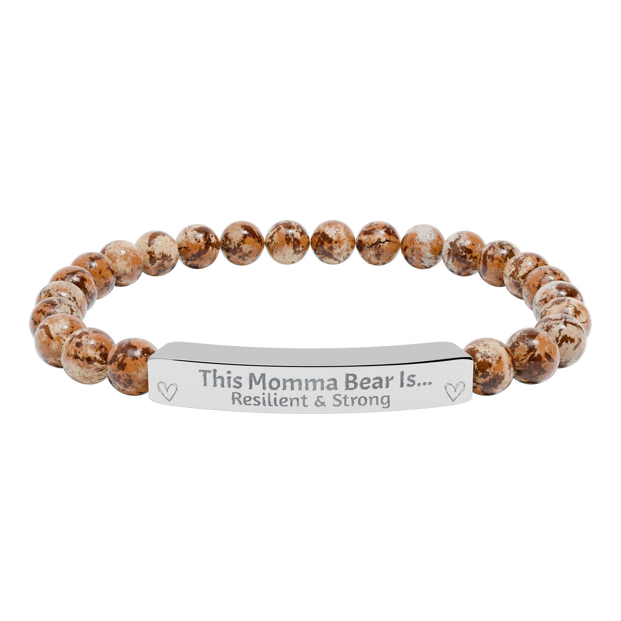 "This Momma Bear Is..." Personalized Stretch Bar Bracelets