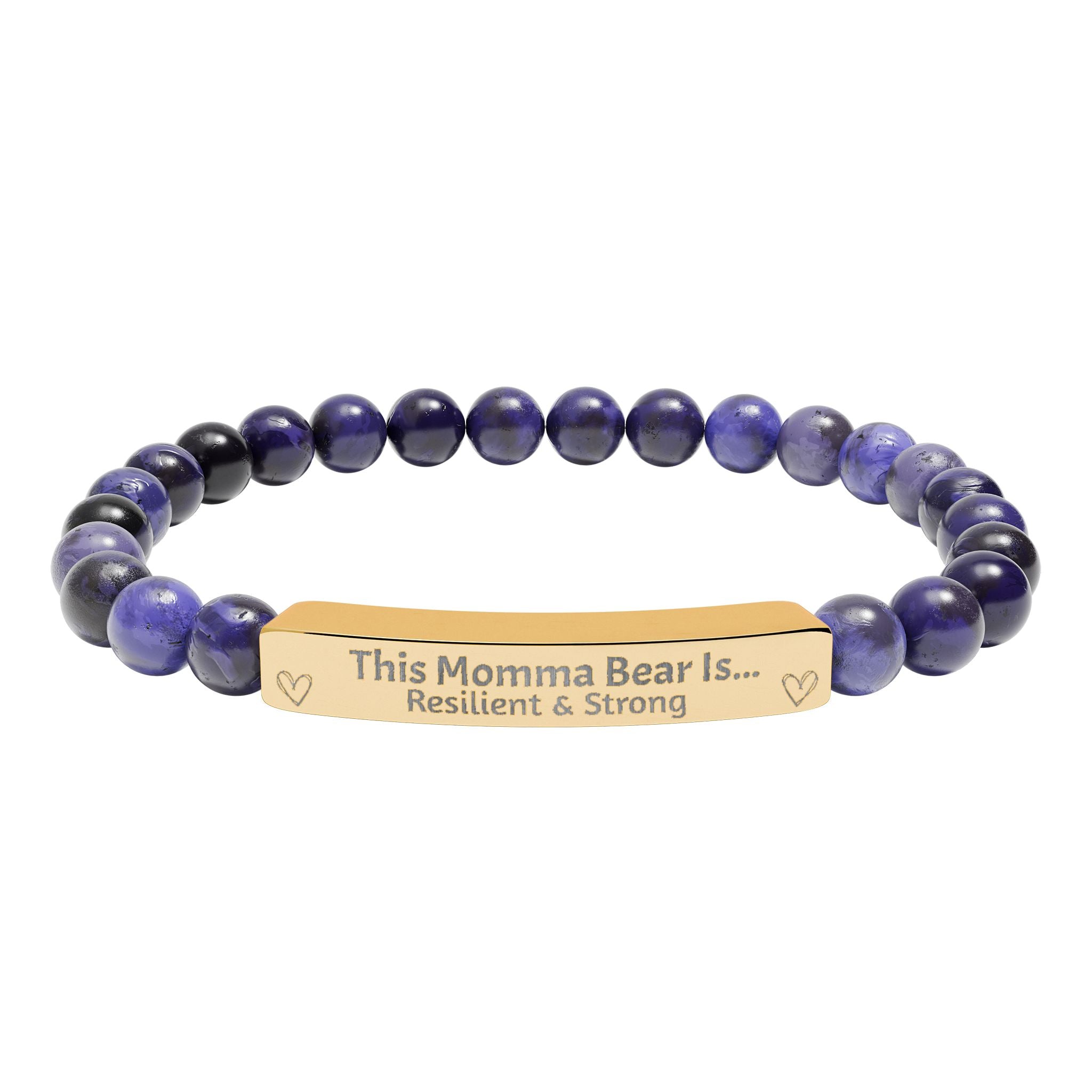 "This Momma Bear Is..." Personalized Stretch Bar Bracelets