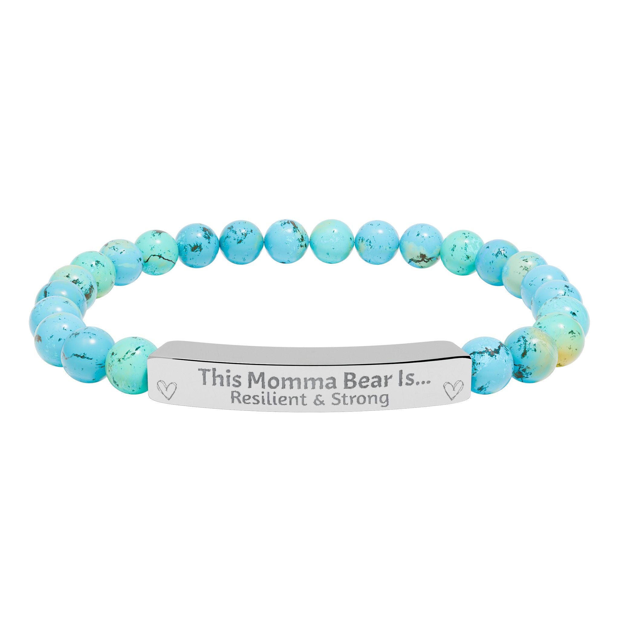 "This Momma Bear Is..." Personalized Stretch Bar Bracelets