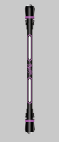 Black and purple weighted fidget pen with rubber ends and silver rolling ball on both ends.